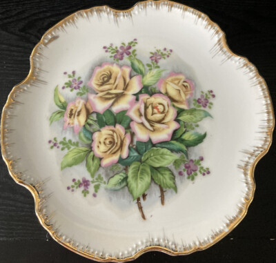 Vintage Lipper and Mann Creations Floral Rose Pedestal Plate JAPAN