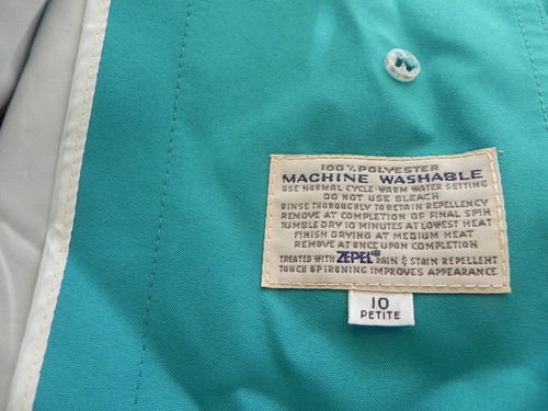 Vtg Misty Harbor Rain Coat Turquoise Button Up Pockets Rain/Stain Repellent 10P - Picture 5 of 10