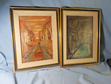 2   originales huiles sur carton, péniche sur le canal et sur la Seine, signées