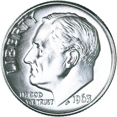 1963 D Roosevelt Dime 90% Silver Choice GEM BU Uncirculated BLAST WHITE 10c Coin