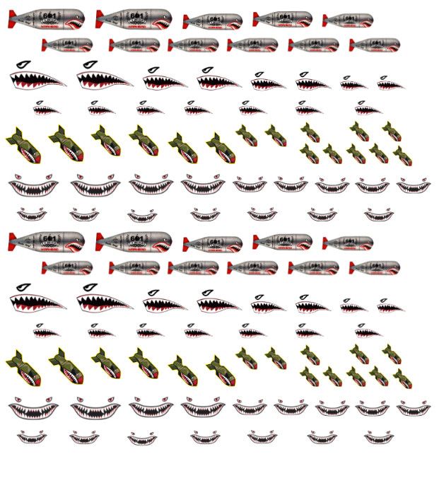 1/64 Shark Mouth Bomber WaterSlide Decals  MADE IS THE USA