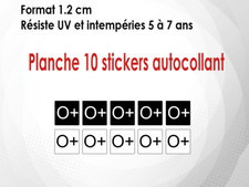 10 X Autocollants sticker (1,2 cm) : groupe sanguin O+ (M030)