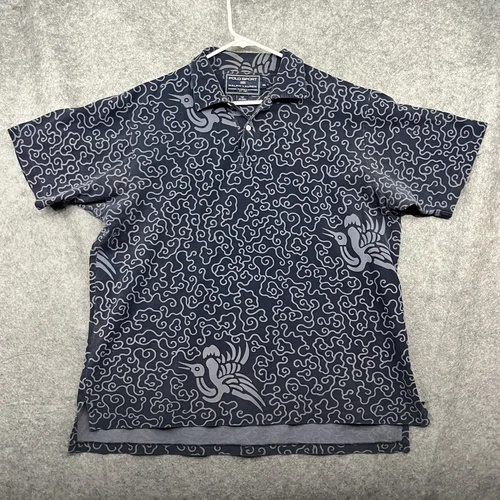 Polo Ralph Lauren Mens Shirt XXL Blue Short Sleeve Overall Print Travel Sport