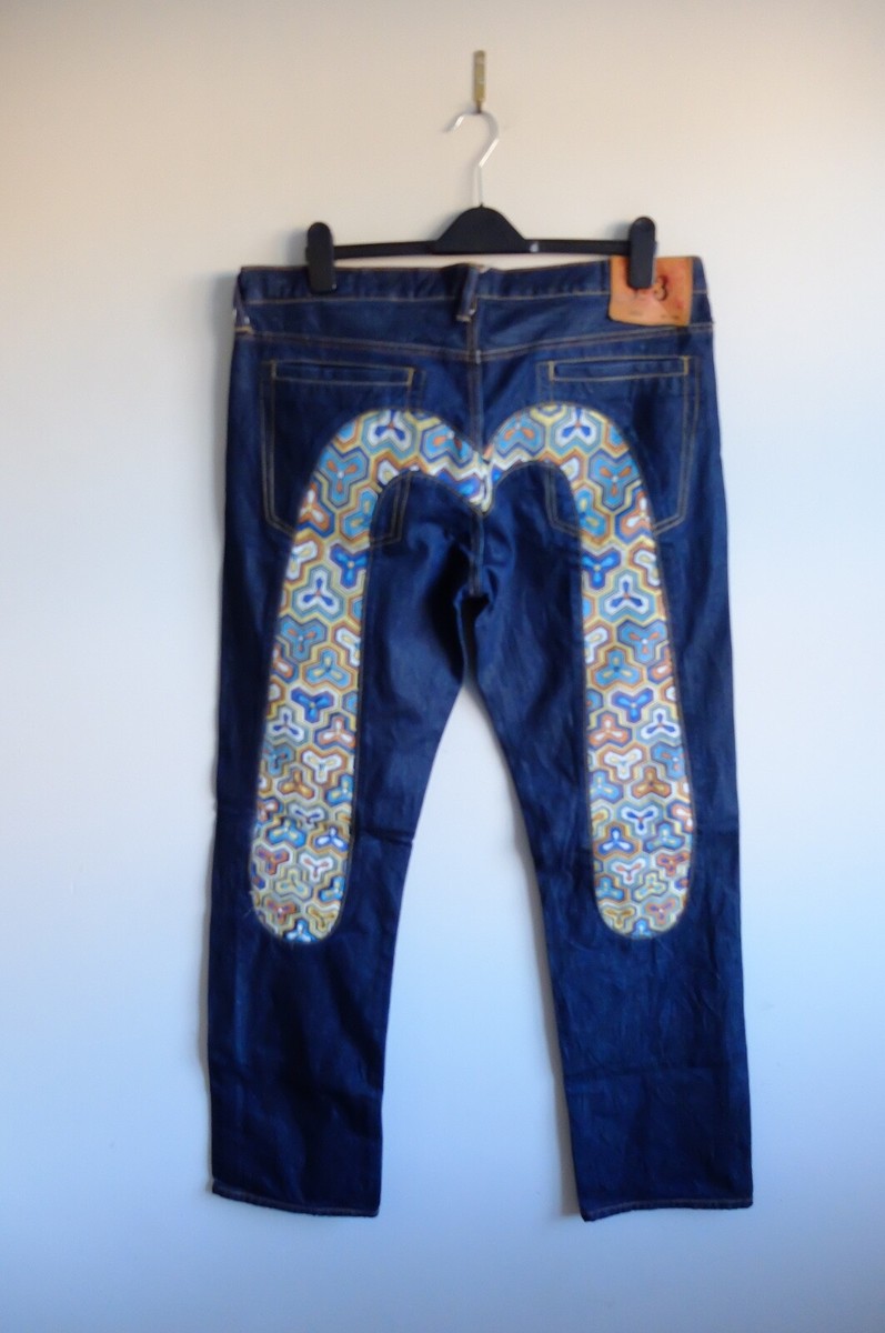 Vintage Evisu Genes Diacock hand painted gull blue denim Vintage Evisu Genes Diacock hand painted gull blue denim