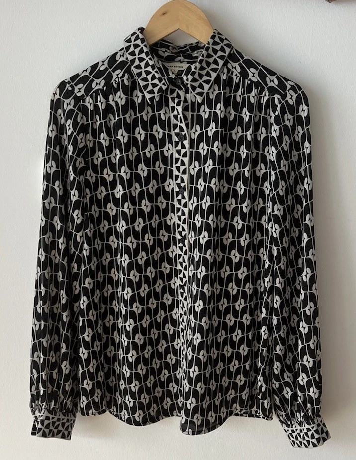 Max Studio Damen Bluse L Schwarz-weißes Muster - Bild 2 von 4