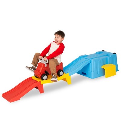 MagicMeadow Up & Down Achterbahn Spielzeug für Kleinkinder - blau, rot & gelb