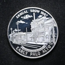 Peninsula Coin Club 1987 Annual Show Early Palo Alto 1-oz .999 Silver (cn15142)