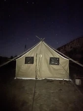 Large 14’x17’ Montana Canvas Wall Tent. 10’ Peak, 5’ Walls