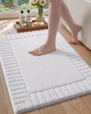 Standard Sized Bath Rugs Non Slip Washable 20x31.5 Absorbent White Mat
