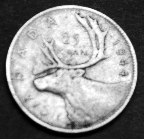 1944 25¢ silver coin in a paper flip - Free shipping