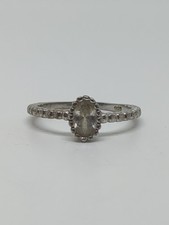 Sterling Silver 925 Oval Quartz Textured Ring Size 6