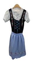 Dirndl World Sz 8 Embroidered Octoberfest Apron Dress Black Floral Corset Blouse