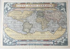 Hogenberg Typus Orbis  Terarrum Historische  Weltkarte  Antik Kunst Gemälde 