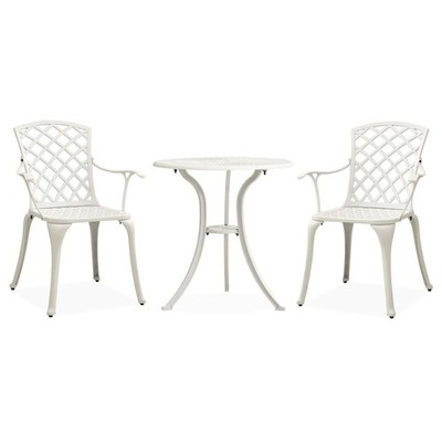 Patio Bistro Set 3 Piece Patio Round Table and Chairs Cast Aluminum vidaXL