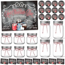21 Pcs Hot Chocolate Bar Kits with Glass Jars, Cocoa Sign KT Board Stand, Ten...