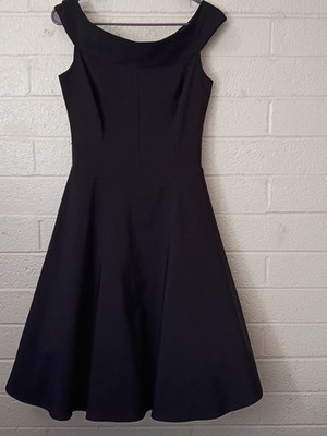  Y2K Rockabilly Little Black Dress - 50s Retro Swing Style - Portrait Neck