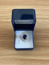 Costume Dress Ring Blue White Stones