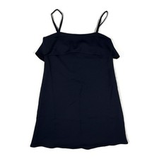 Alice + Olivia Ruffle Slip Dress Etta Navy Crepe Size XS Mini Dress