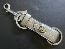 Coach Leather Silver Valet Key Ring Trigger Snap Bag Charm CP616 NEW