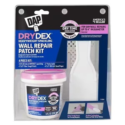 DAP DryDex 8 oz. Dry Time Indicator Wall Repair Patch Kit (4 Pieces) Dries White