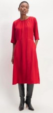 Everlane the city stripe ruched dress Elegant Red Midi women’s size 4 VGUC