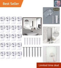 Durable 20-Pack Mirror Holder Clips with Screws - Easy Install Hanging Kit