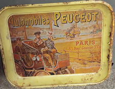 Peugeot Vintage Automobiles Paris Advertising Sign, Yellow/Brown