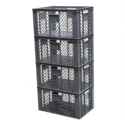 LOGIPLAST 4 Stück Bäckerkisten / Brotkisten 600 x 400 x 320 mm in grau