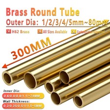 Brass Tube Pipe Tubing Round Outside 1/1.2/1.3/1.5/1.6/1.8mm 80mm Long 300mm