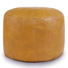 Unstuffed Faux Leather Pouf Cover Handmade Footstool Ottoman Storage Solution
