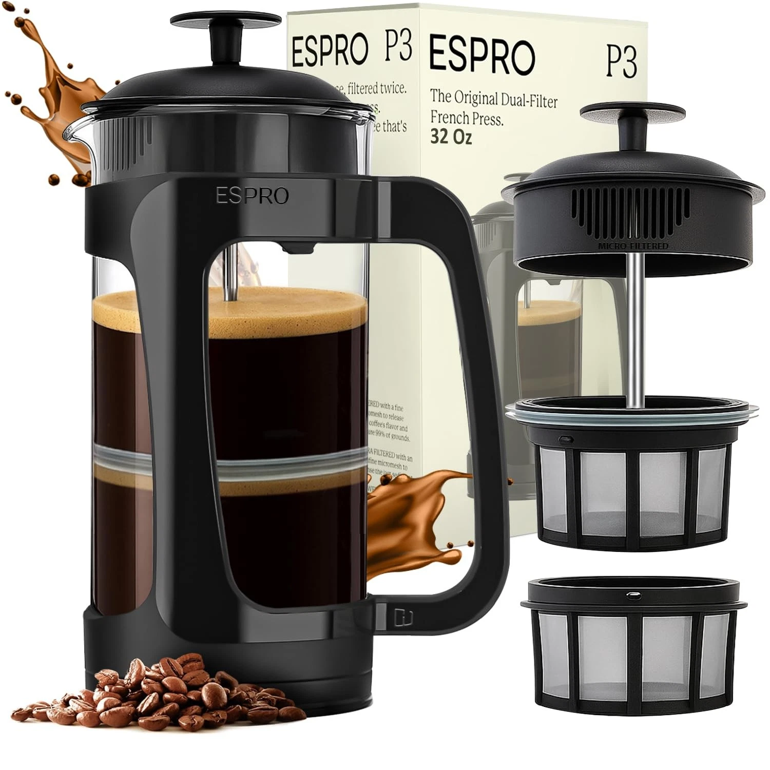 ESPRO P3 French Press Coffee Maker – Patented Double Micro-Filter for Grit-Fr...