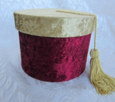 *Box Lush Red, Gold Crushed Velvet For Gift Package, Holiday Christmas Presents