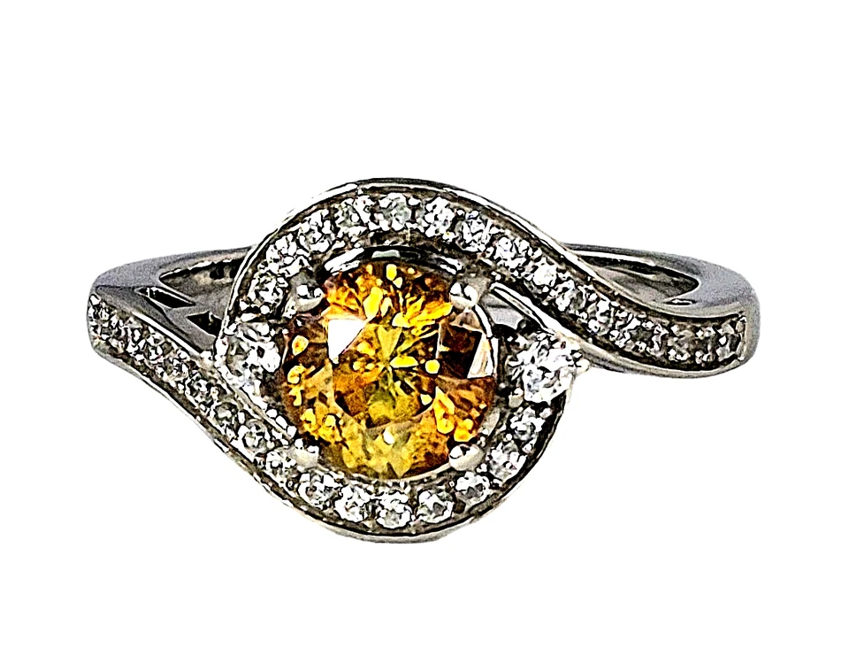 Кольцо AAA Picos Altos со сфалеритом и цирконием размер 8 из платины поверх стерлингового серебра - Изображение 3 из 4