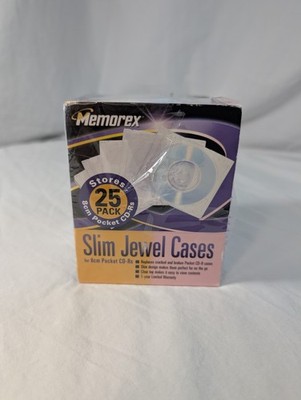 Memorex Slim Pocket Jewel Cases 3in CD CD-R CD-RW 25 Pack New