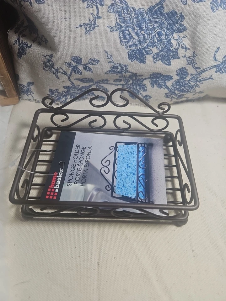 Soporte de esponja de acero bronce colección Scroll Home Basics Foto 2 de 2