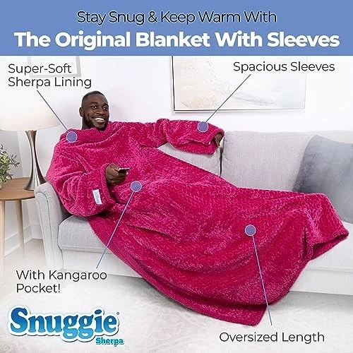 Snuggie Sherpa Original Como Se Ve en TV Mangas Manta Usables - Acolchado Magenta Foto 3 de 4