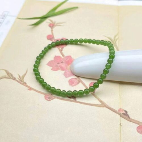 Gutachten Nephrit Jade Armband Hetian grüner Jaspis Armbänder 4mm - Bild 3 von 4