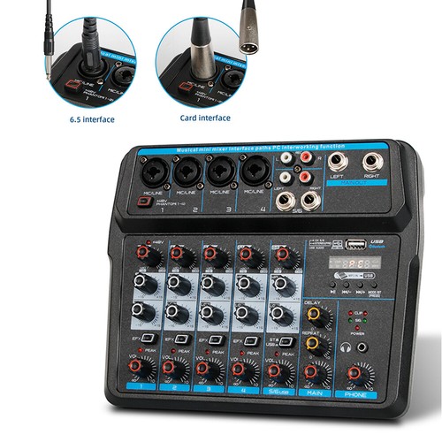 6 Channel Mixer Studio Audio Live Sound Mixing Console Amplifier Bluetooth USB - Picture 6 of 12