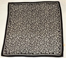 Vintage Glentex Dark Chocolate Brown Acetate Scarf Tiny White Floral 22 x 22