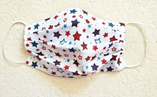 Patriotic Stars Adult Face Mask, Nose Wire, Filter Pocket, Reversible 2 in 1
