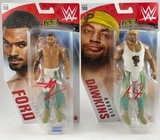 WWE Street Profits Angelo Dawkins Montez Ford Signed Mattel Figures JSA COA