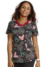 Mickey Mouse Cherokee Scrubs Tooniforms Disney Christmas V Neck Top TF769 MKZD