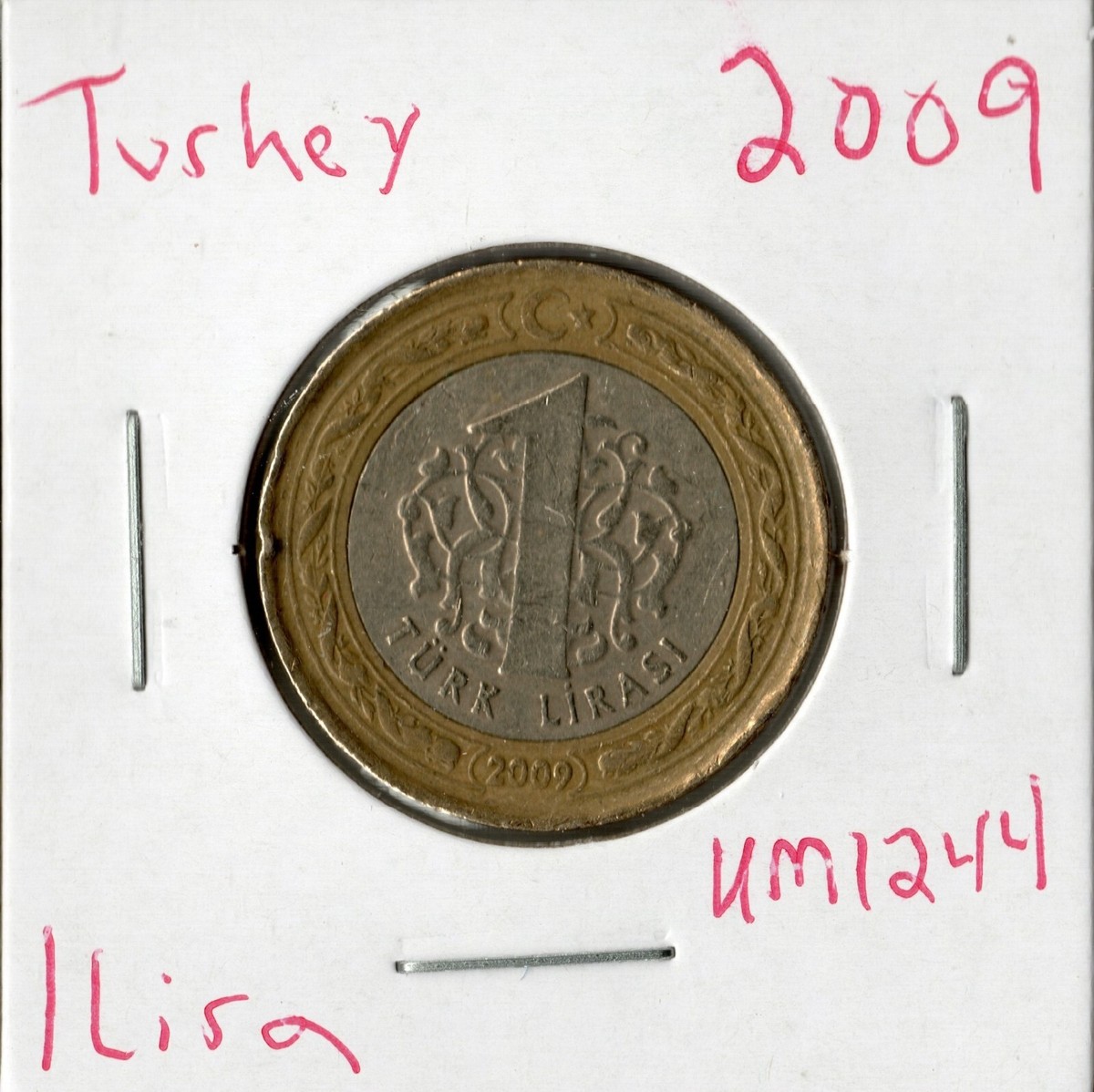 Coin Türkiye 1 Lira 2009 KM1244, bimetallic | eBay