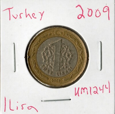 Coin Türkiye 1 Lira 2009 KM1244, bimetallic | eBay