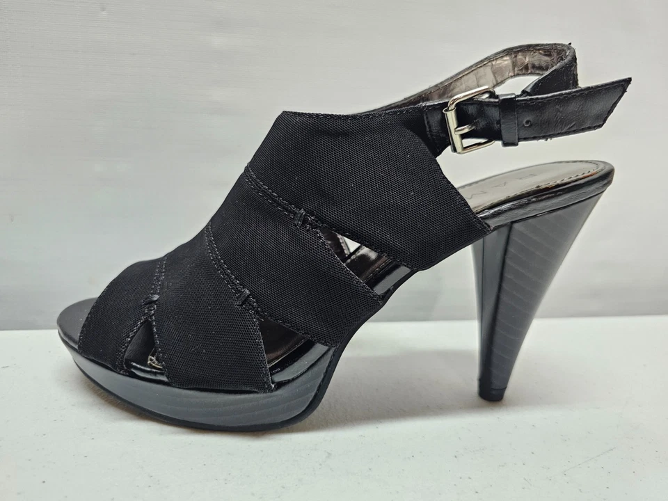 Rampage Natalee Womens Size 8.5 Black Open Toe Pumps 3.5" Cone Heels Slingback - Image 4 of 4