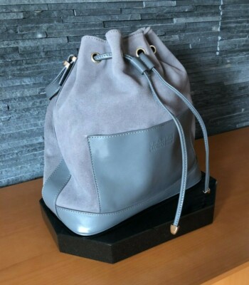 GEORGES RECH Beutel-Tasche Leder/Wildleder Grau