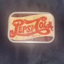 NEW RARE PEPSI COLA COLLECTORS BELT BUCKLE ON WOOD