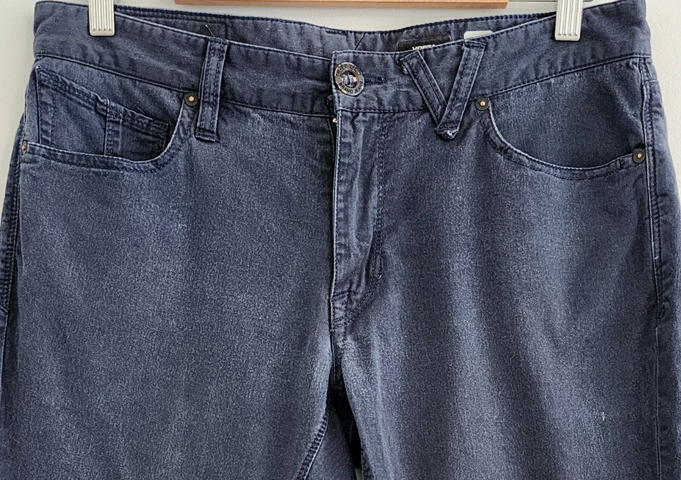 Volcom Men Long Pants Size 32 Blue Denim Straight Button Zip Pockets Cotton - Image 2 of 4