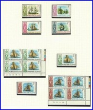 Norfolk Is 1967-68 - Ships in Blks/4 & Singles SC 100-113 SG 77-90 MNH/MINT B5