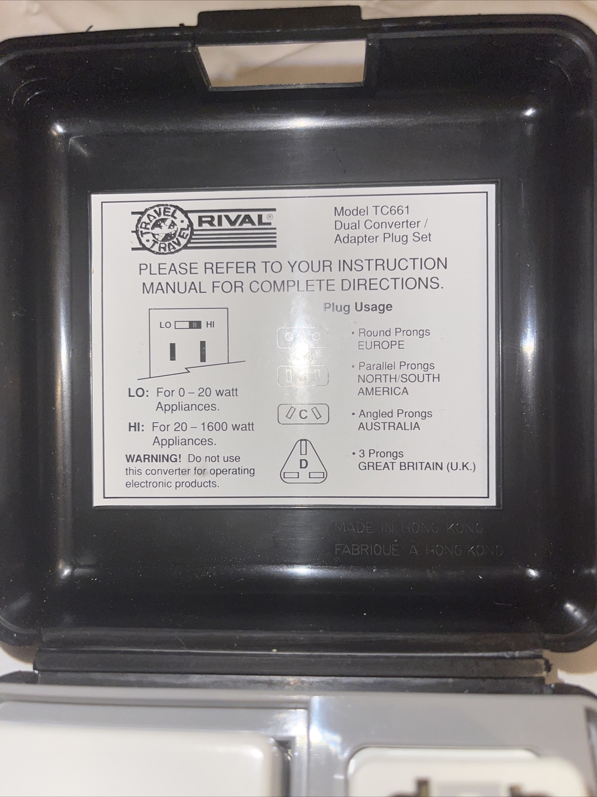 Rival Travel Club International Adapter Plug Set & Dual Converter w